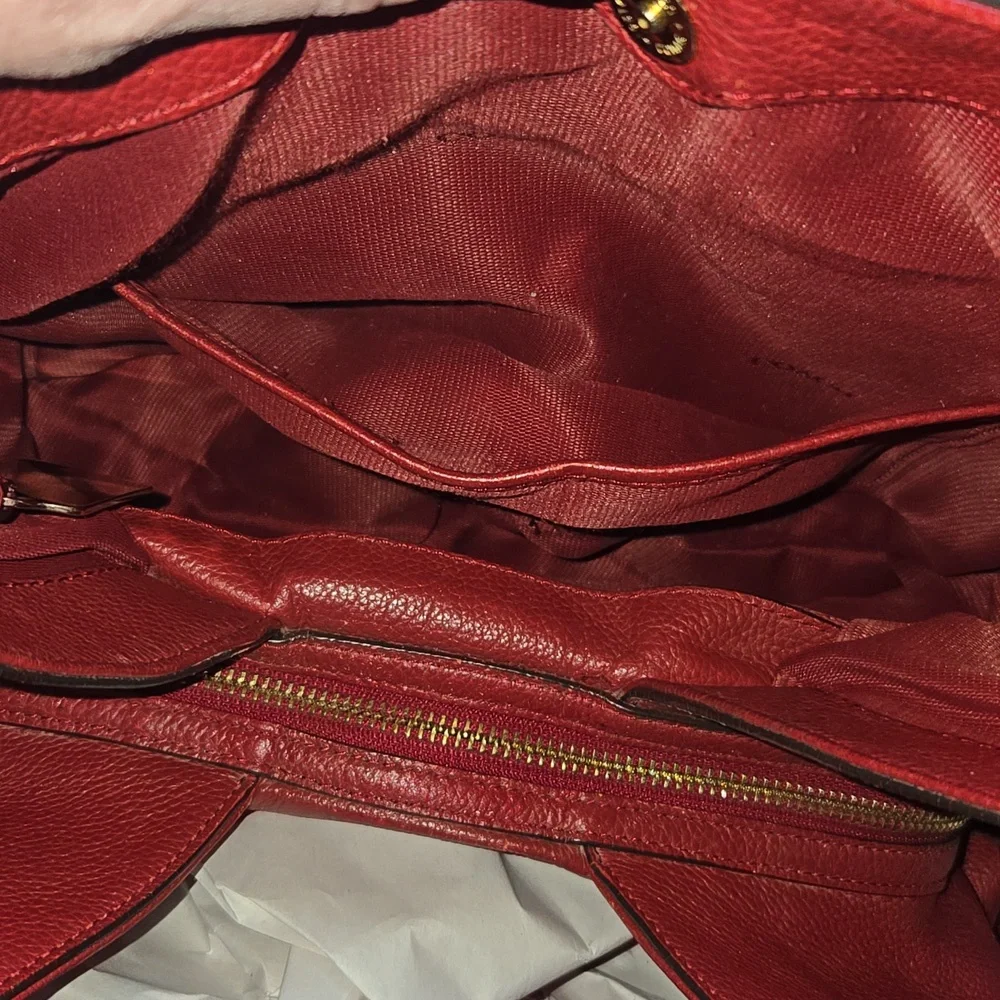 Madison Edie Coach Red Leather Women's Bag, EUC